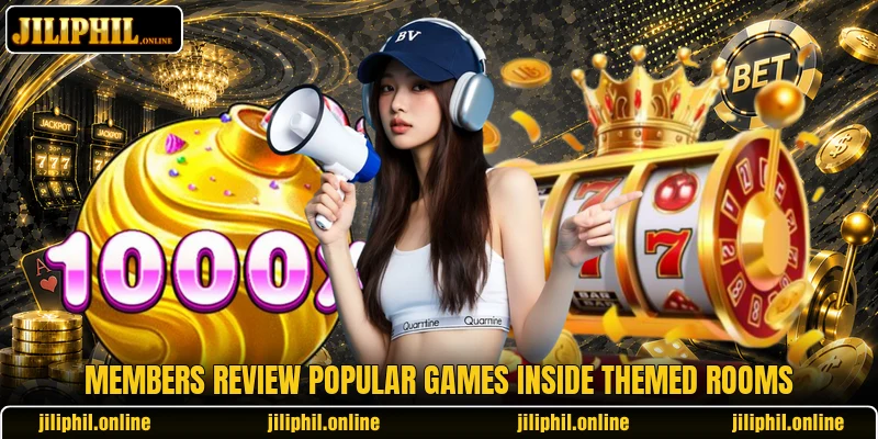 Members review popular games inside themed rooms