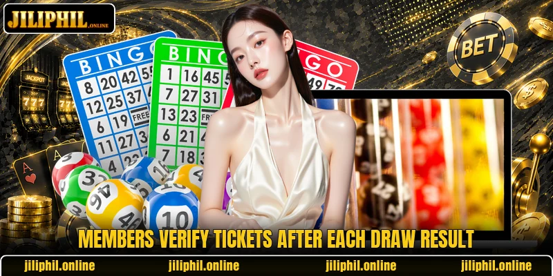 Members verify tickets after each draw result