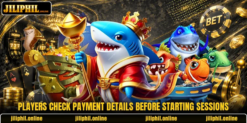 Players check payment details before starting sessions