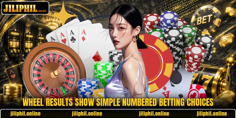 Wheel results show simple numbered betting choices